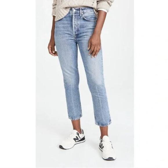 Agolde Sz 27 Riley Crop High-Rise Jean in Emulsion Wash - Picture 10 of 10